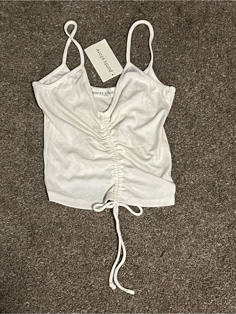Pant's Store White Ruched Drawstring Cami